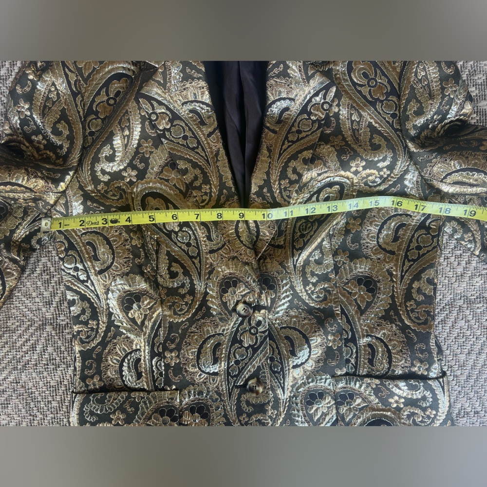 Vintage Celine 2000s Tapestry Brocade Blazer Evening Jacket Brown Gold Holiday‎ - Picture 5 of 11